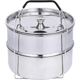 Ziva stackable stainless steel pot-in-pot steamer basket with lid