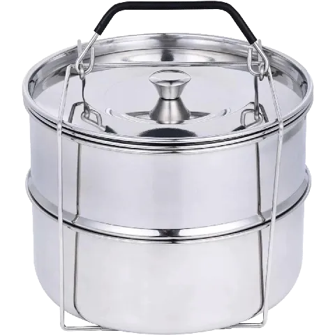 Ziva stackable stainless steel pot-in-pot steamer basket with lid