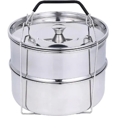 Ziva stackable stainless steel pot-in-pot steamer basket with lid